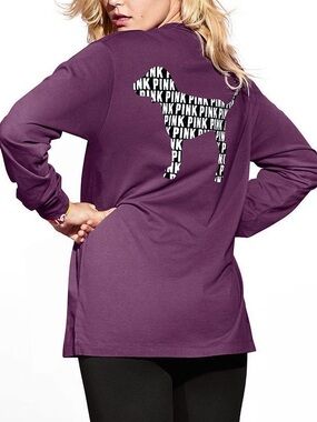 Victoria's Secret PINK | Purple Campus Long Sleeve V-Neck Tee | Size Extra Small